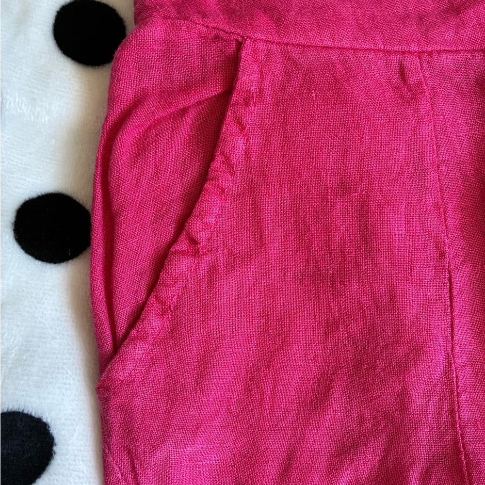 100% Linen Hot Pink Cropped Pants—Made in Italy - Picture 3 of 8